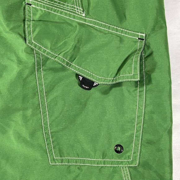 Hurley mens green solid polyester board shorts 10" inseam swimwear - size 38 - Picture 9 of 12